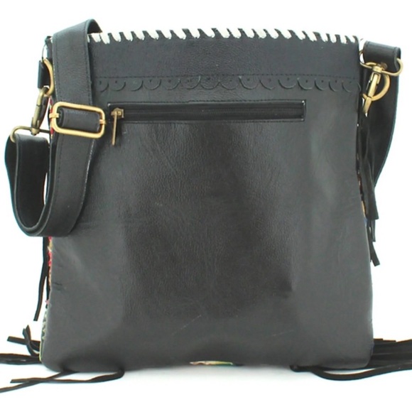 Fabulous Vintage Addiction Beaded Medallion Leather & Suede Fringe Boho Bag - Picture 2 of 7